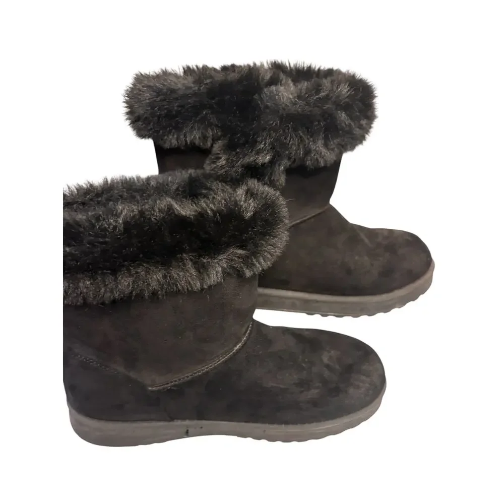 Black Faux Fur Winter Boots •‎ Size 8 • Cozy Pull‑On • Excellent Condition